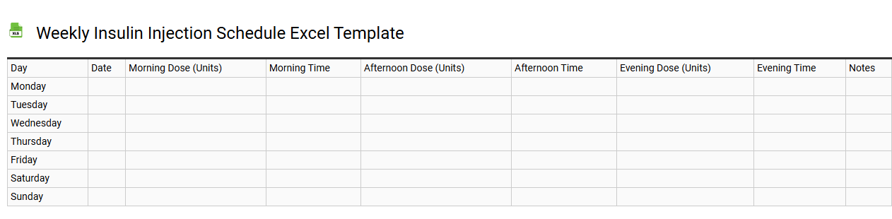 Weekly insulin injection schedule Excel template