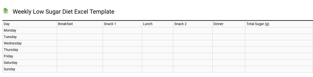 Weekly low sugar diet Excel template