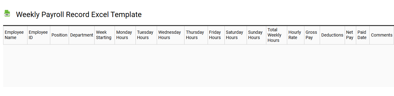 Weekly payroll record Excel template