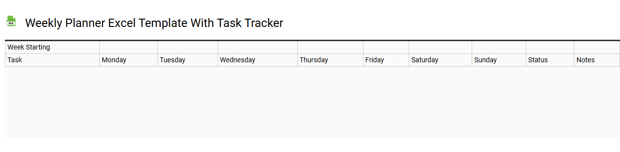 Weekly planner Excel template with task tracker