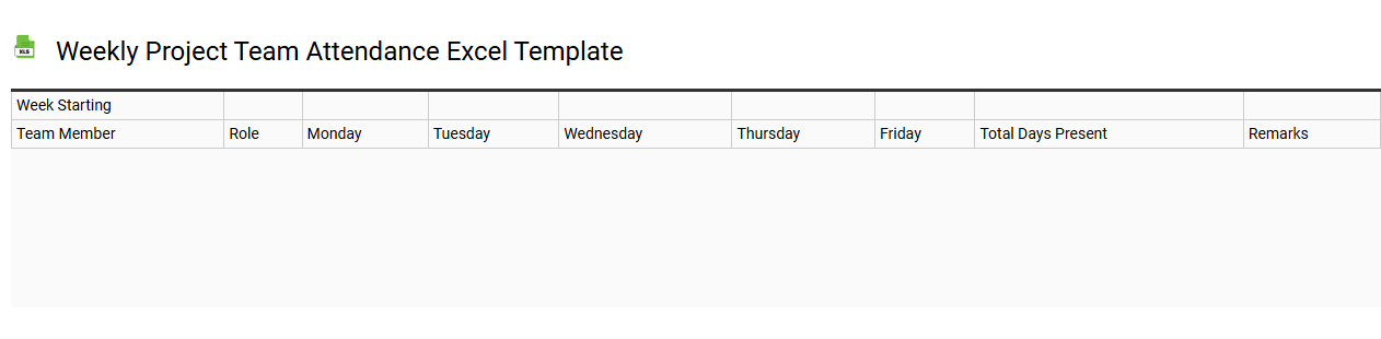 Weekly project team attendance Excel template