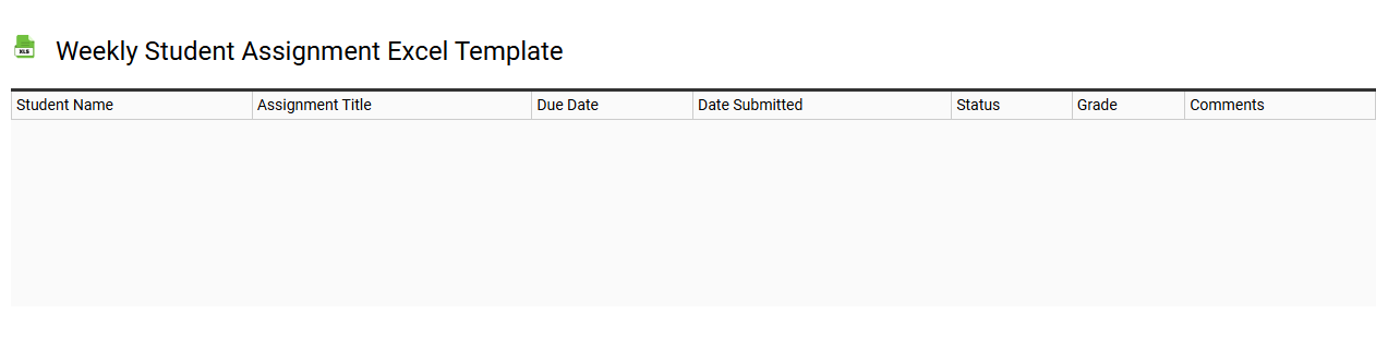 Weekly student assignment Excel template