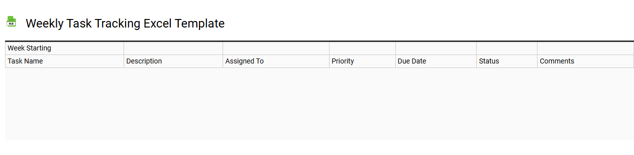 Weekly task tracking Excel template