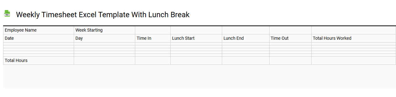 Weekly timesheet Excel template with lunch break