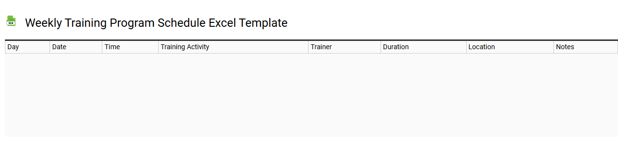 Weekly training program schedule Excel template