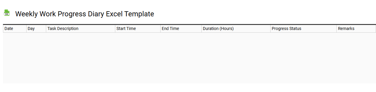 Weekly work progress diary Excel template