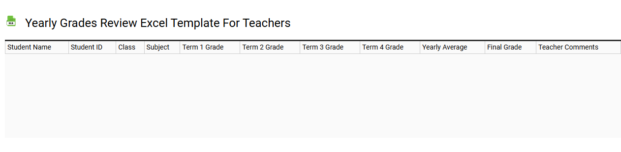 Yearly grades review Excel template for teachers
