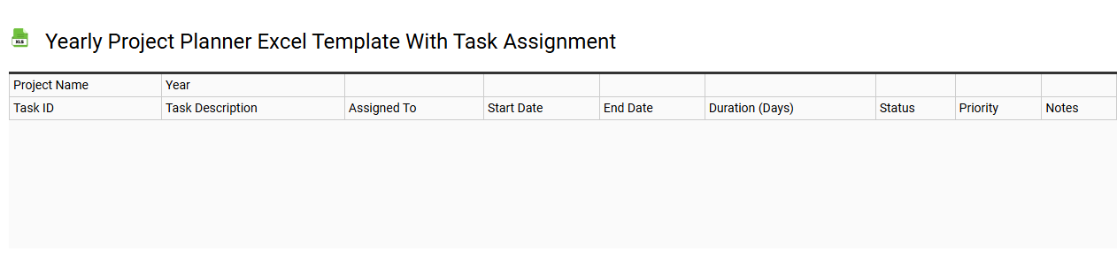 Yearly project planner Excel template with task assignment