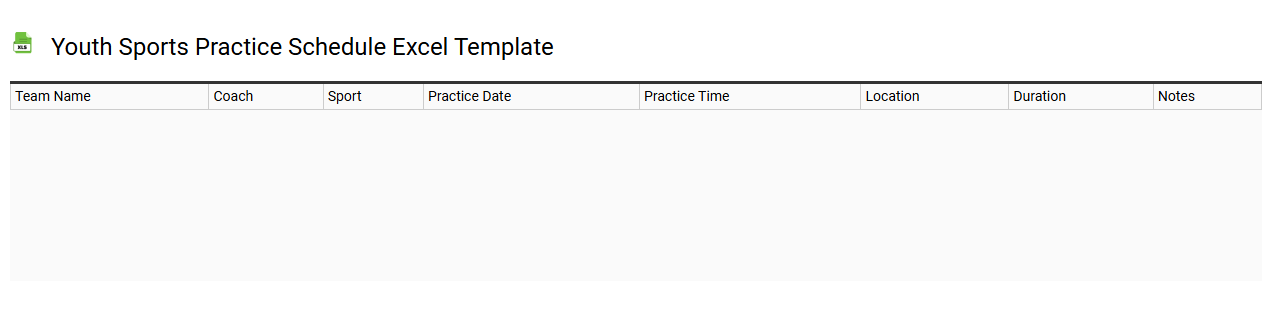 Youth sports practice schedule Excel template
